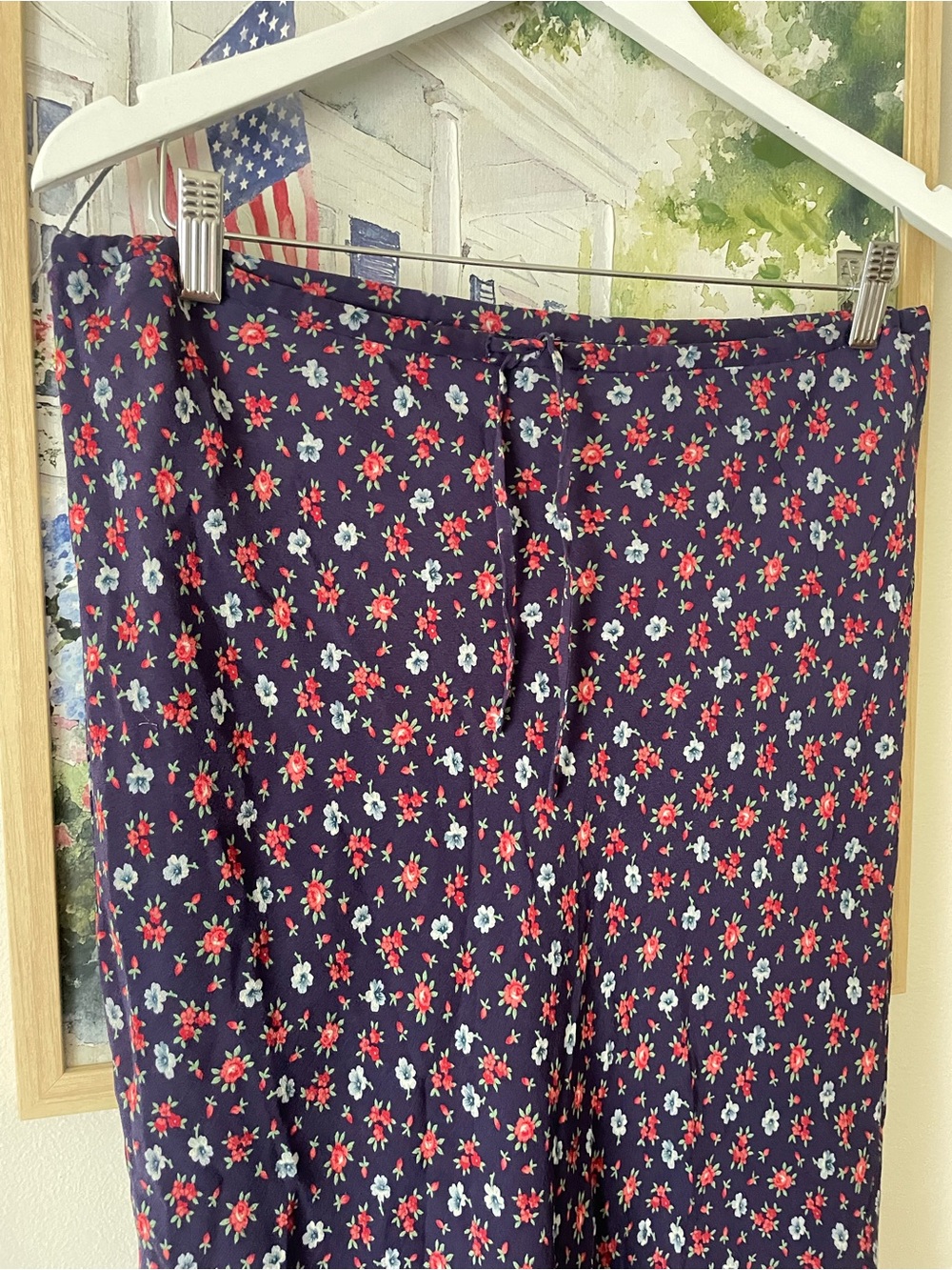 Ralph Lauren 100% Silk Vintage 90s Y2K Ditsy Floral Knee Length Skirt Whimsical - Picture 3 of 4